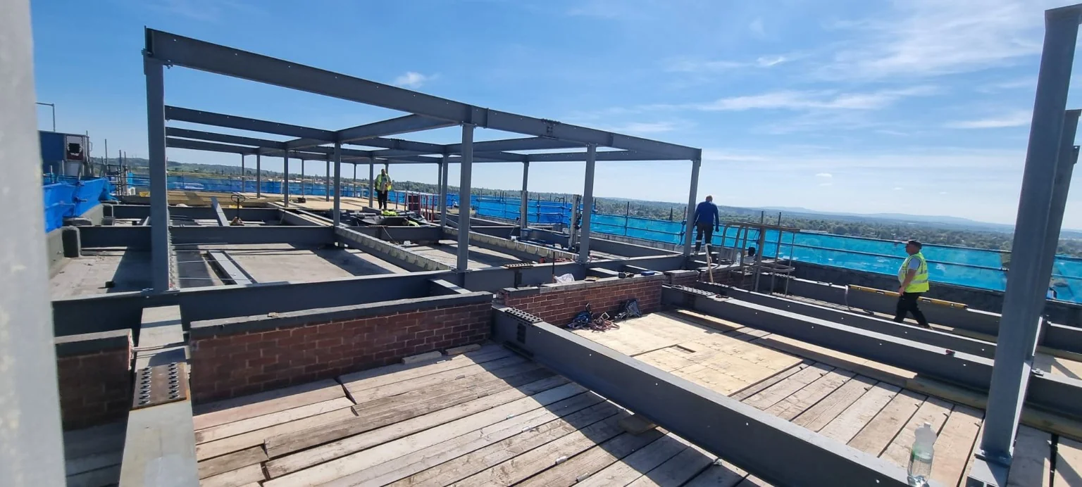 Steel frame and roof deck extension works