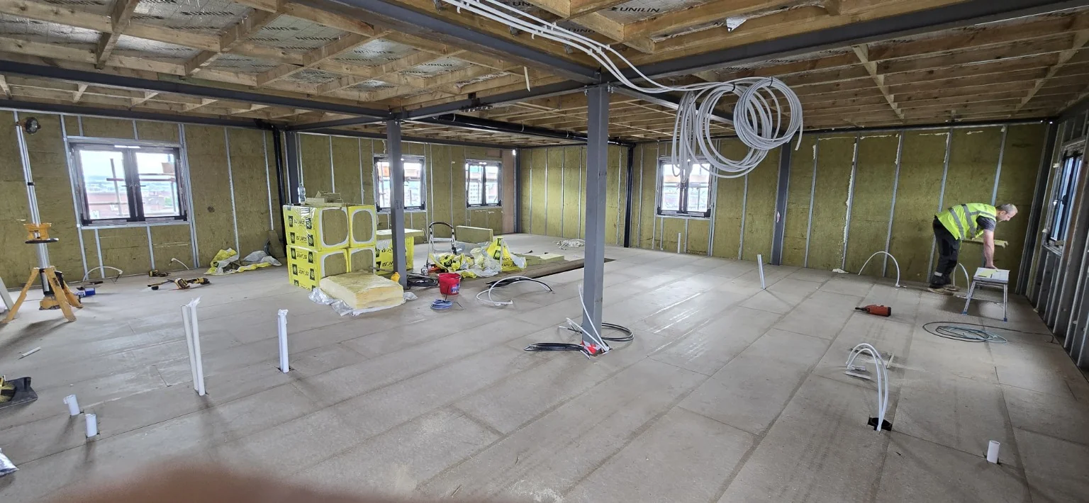 Internal partitions, floor and first-fix installations