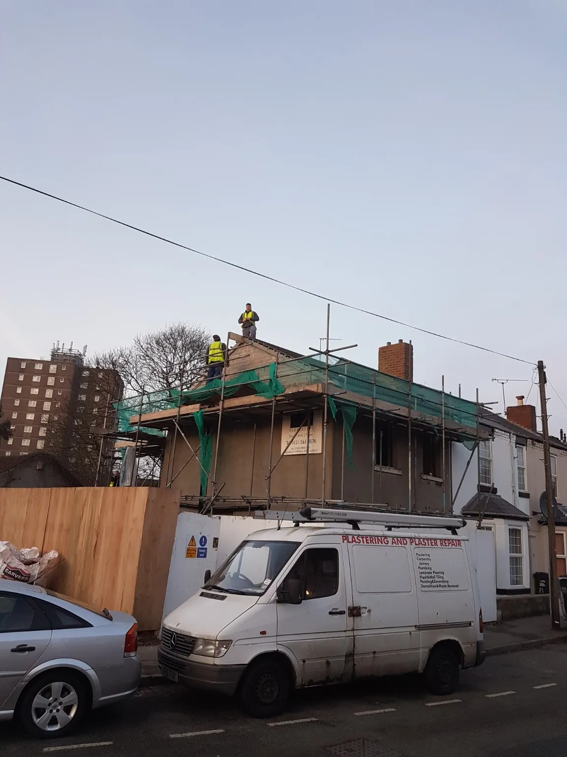 Existing building with scaffolding during redevelopment