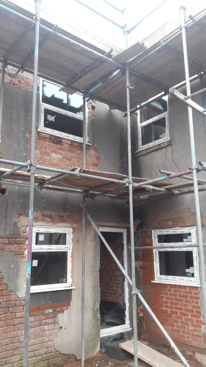 Window installation and external refurbishment while scaffolded